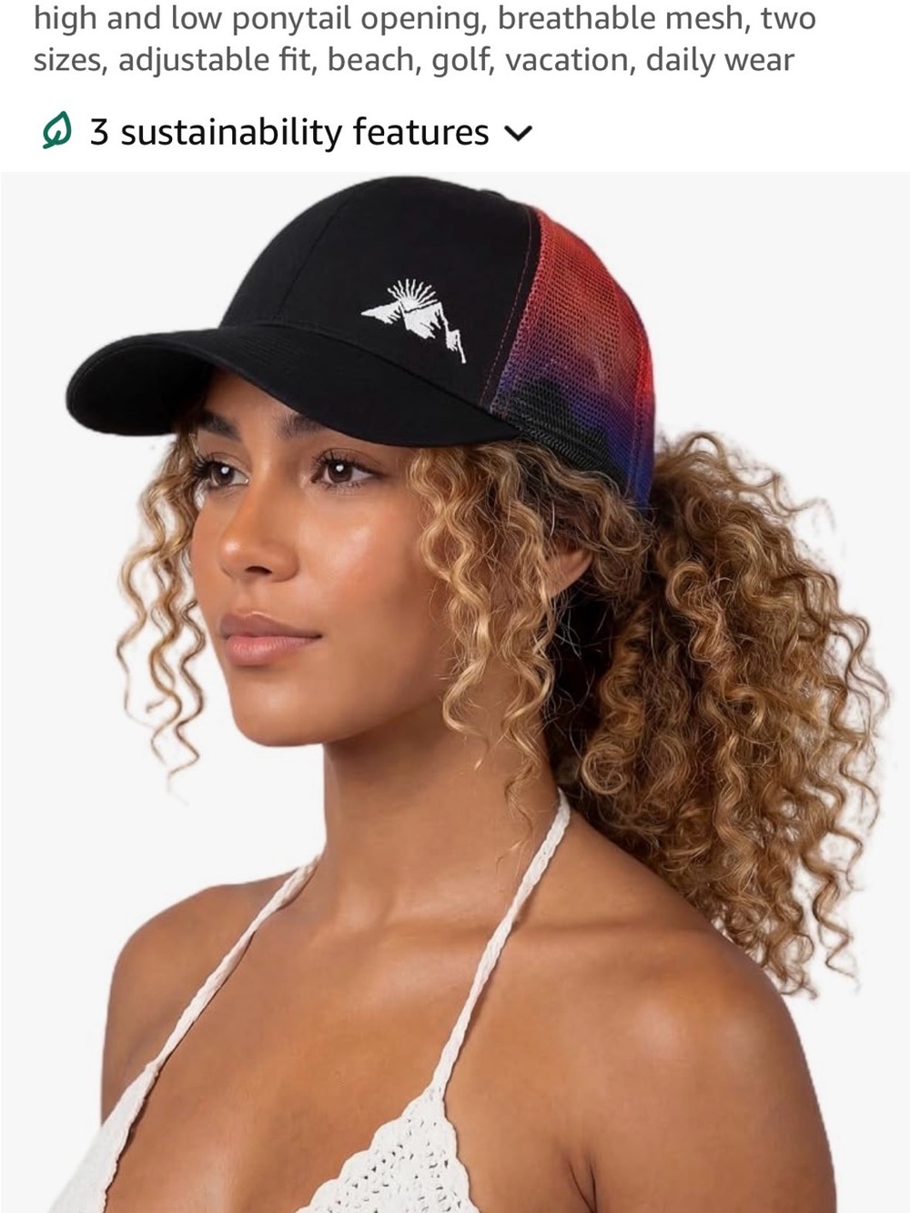 Black Trucker Hat with Sunset Gradient Mesh and White Logo